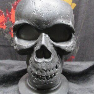 Black Matte Skull Candle Holder for Pillar or Taper Candle